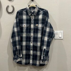 Carhartt Large Tall button down blue plaid